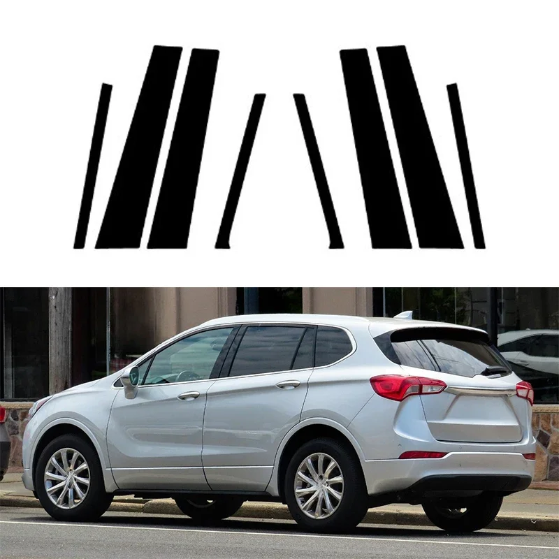 8Pcs Car Window Door Trim Cover  Pillar Posts Moulding For Buick Envision 2016 2017 2018-2020 BC Column Stickers Glossy Black