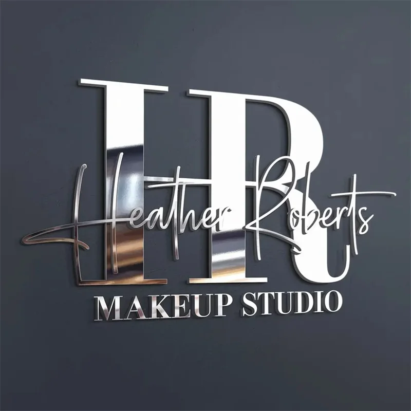 Brushed Metal Logo Reception Sign Office Wall Logo,Custom laser cut business logo sign , Metal Signage Stainless Steel Signboard