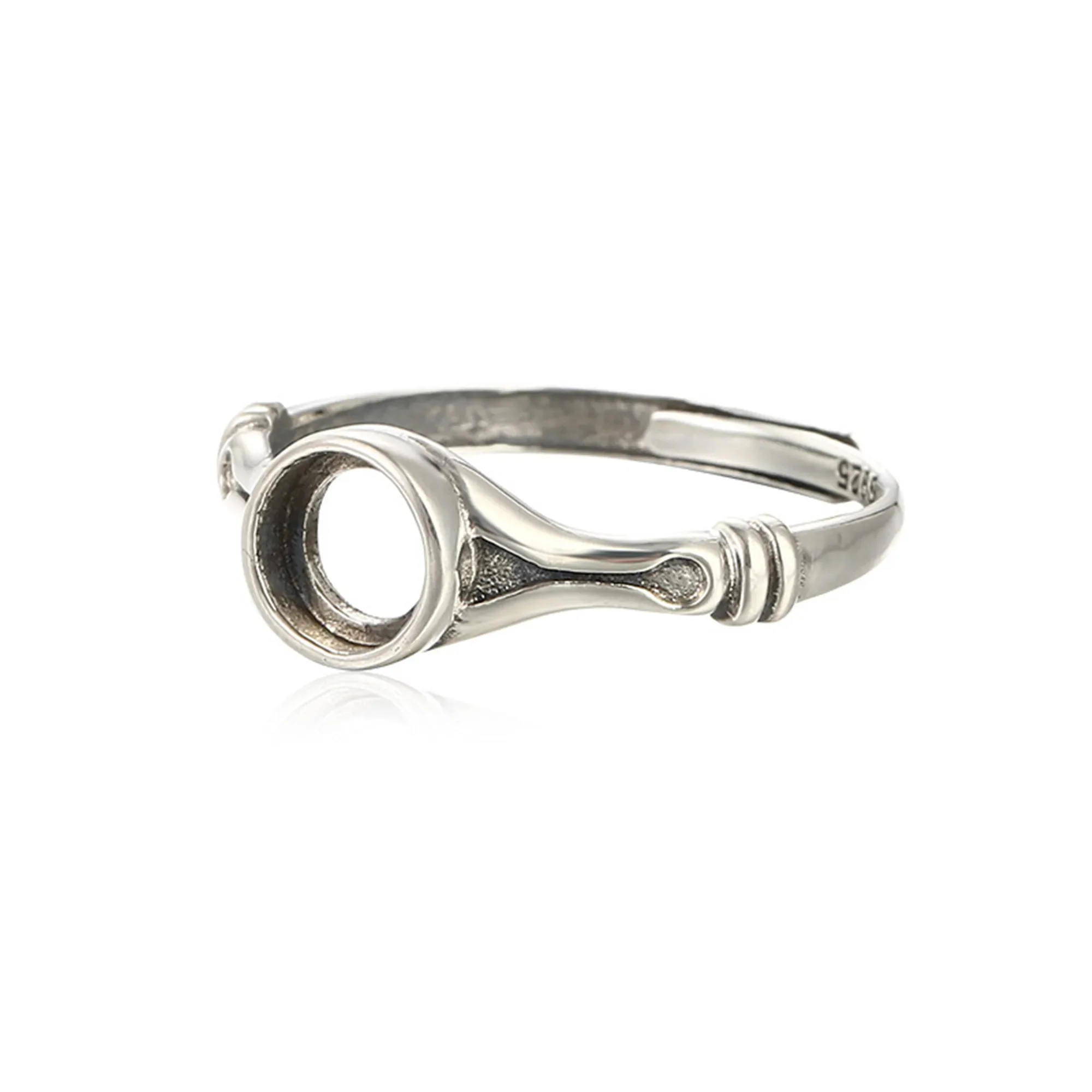 

Ring Base for 6x6mm Round Cabochons Antique Style 925 Sterling Silver Ring Setting Adjustable Ring Blank