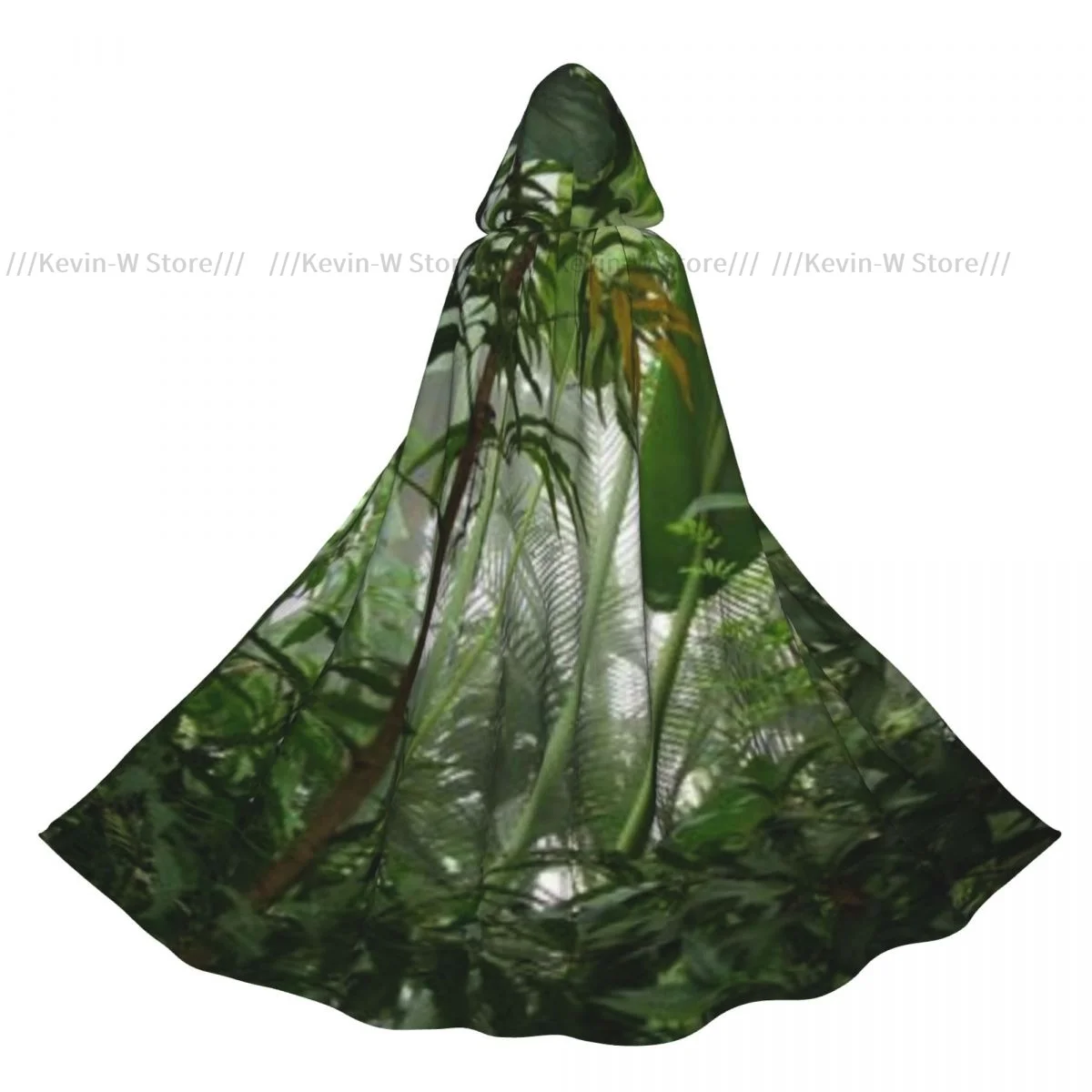 Adult Cloak Cape Hooded Tropical Rainforest Humidity Palm Tree Wild Misty Costume Witch Wicca Vampire Elf Purim Carnival Party