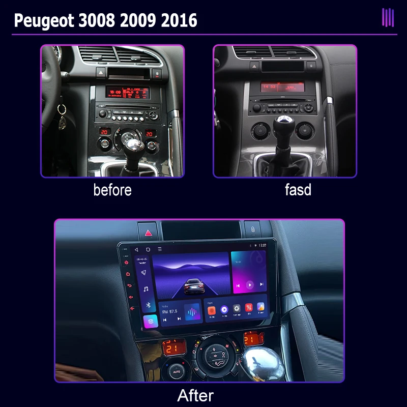 Android Car Radio Multimedia player for Peugeot 3008 2009 2016 GPS Navigation Stereo Screen Video Tape Recorder Carplay 4G 2din