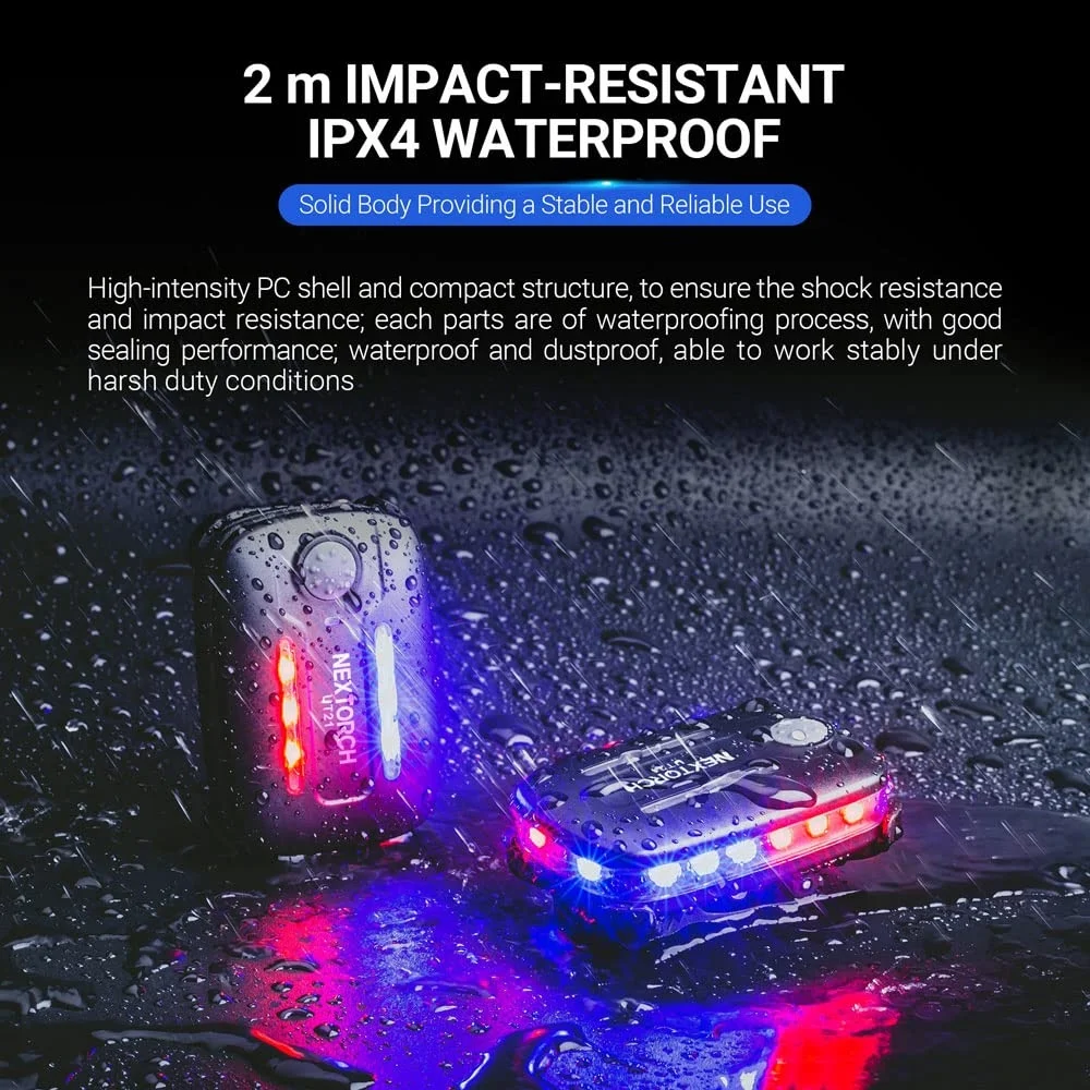 NEXTORCH UT21 Rechargeable Clip Light LED Emergency Police Warning Strobe Shoulder Signal Light for Outdoor Rescue Night Run