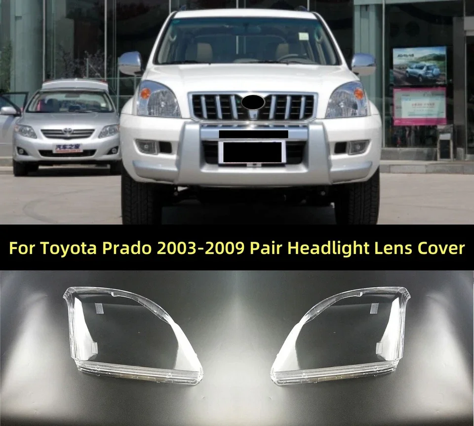 2x Headlight Lens Cover Transparent Lamp Case For Toyota Land Cruiser Prado J120 03-08 Car Transparent Lampshade Headlamp Shell