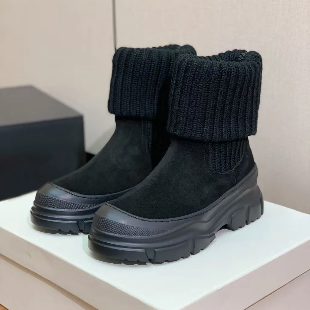 

Classic Cow Suede Short Boots For Woman Round Toe Zipper Modern Shoes Women Thick Sole Ankle Boots Women