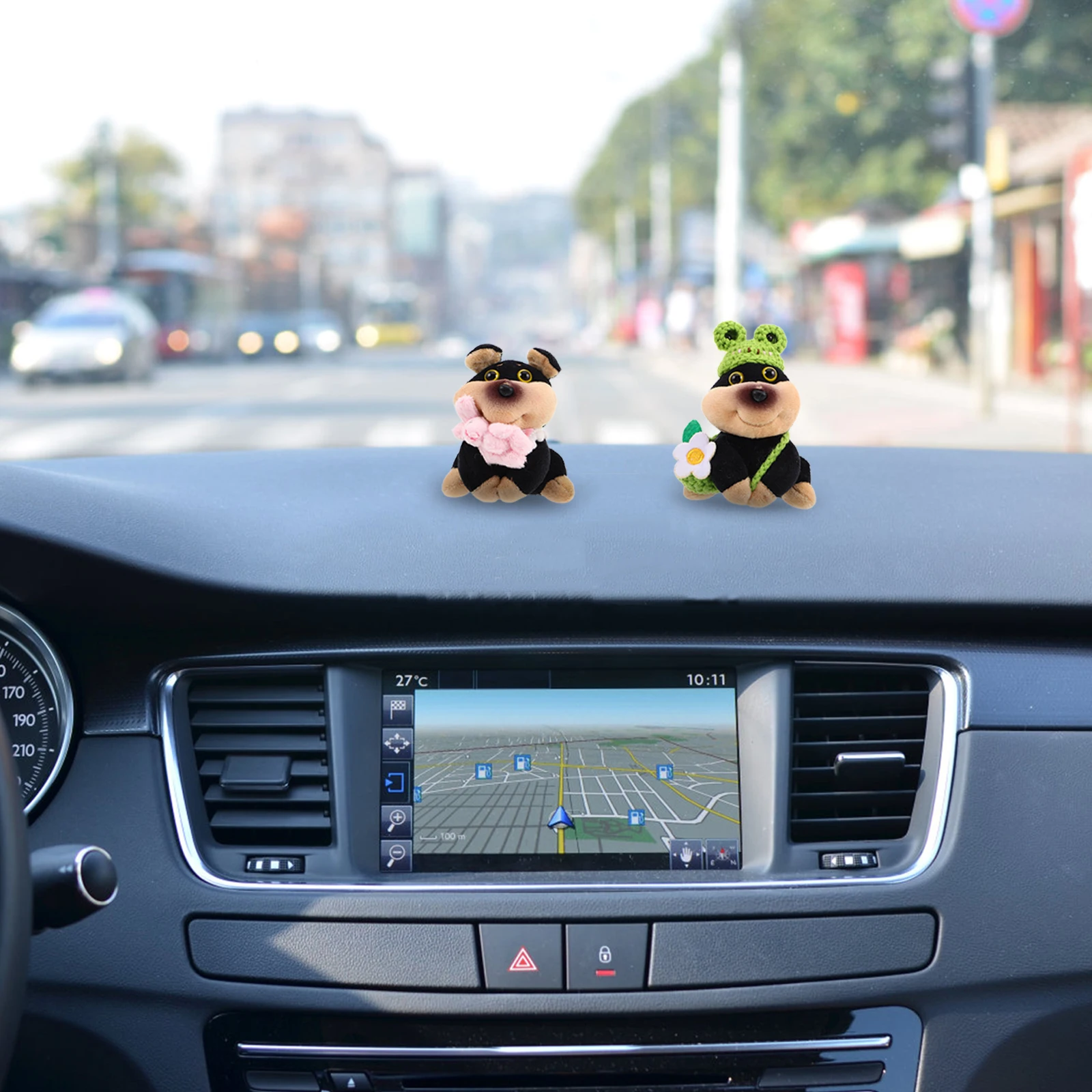 

2Pcs Accessories Dashboard Bee Central Screen Protector Interior nament Durable Design Decor Dog Car Dashboard Decor