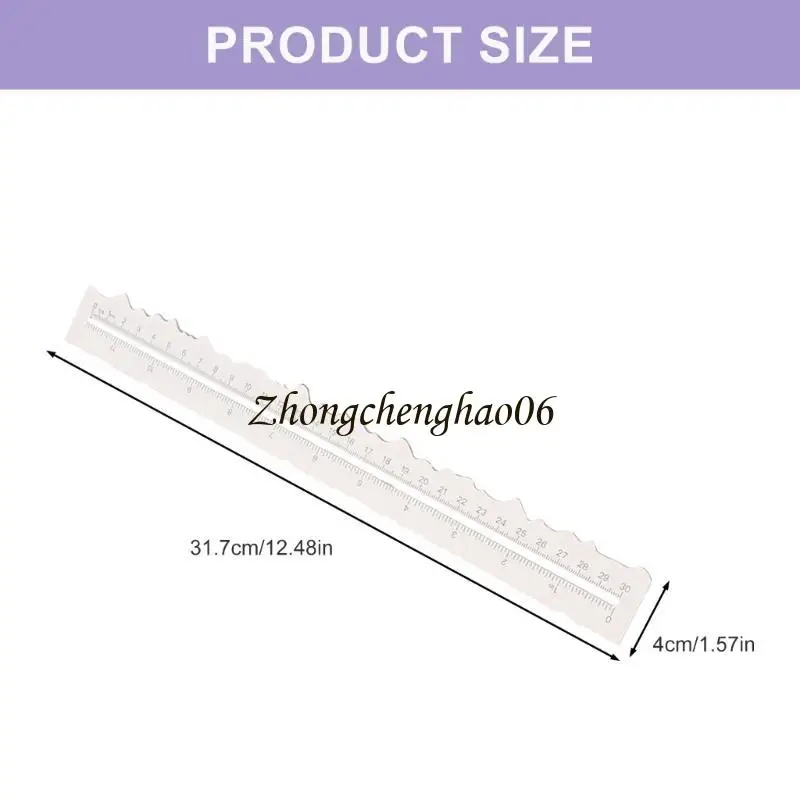 Metal Craft Ruler Wavy Line Jagged Irregular Edges 12Inch Measuring Drawing Tool 601F
