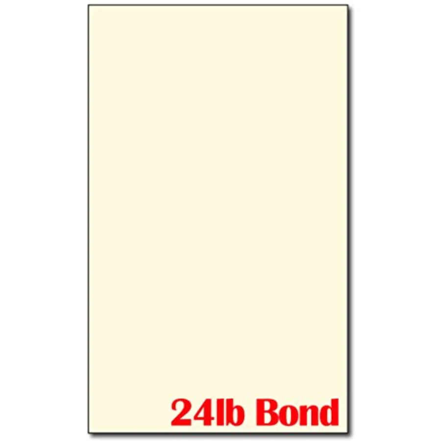 

500 листов - Натуральная кремовая бумага формата Legal Size - 24lb Bond/60lb Text - 8 1/2 X 14 дюймов - Отлично подходит для документов и программ