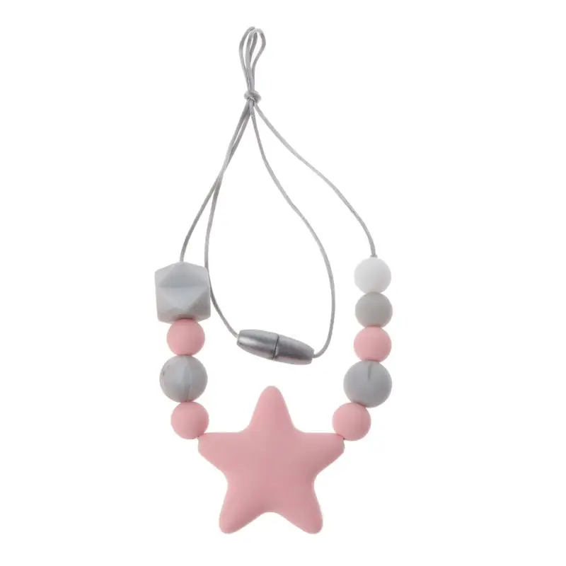 57EE for Creative Silicone Star Teether For Autistic Kids Necklace Chewing Pendant