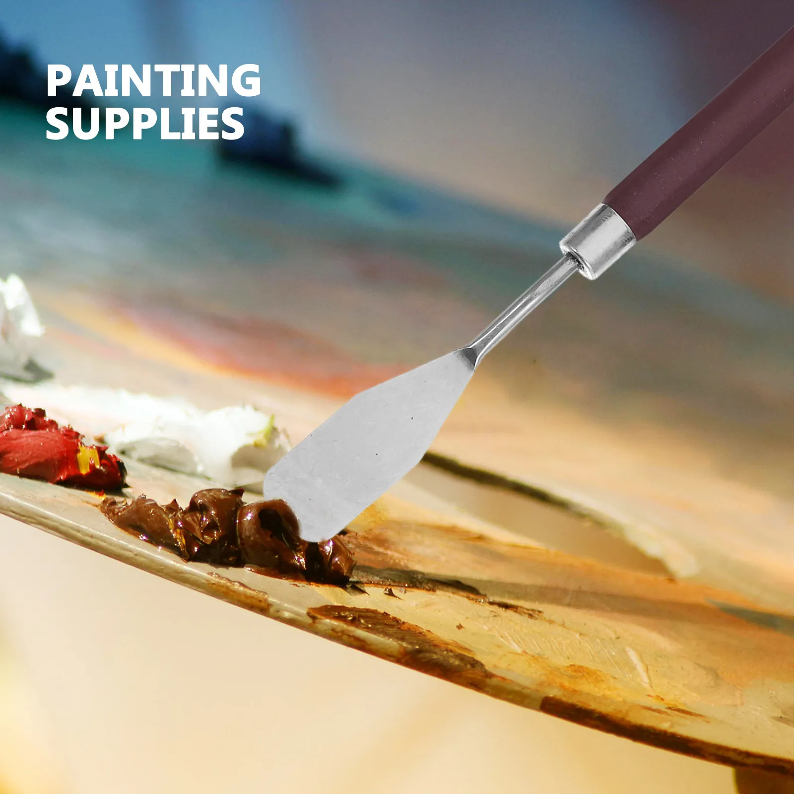 7 pcs Stainless Steel Palette Knives Set Oil Painting Scraper Squeegee Flexible Spatula Tool Wooden Handle Art Craft Supplies