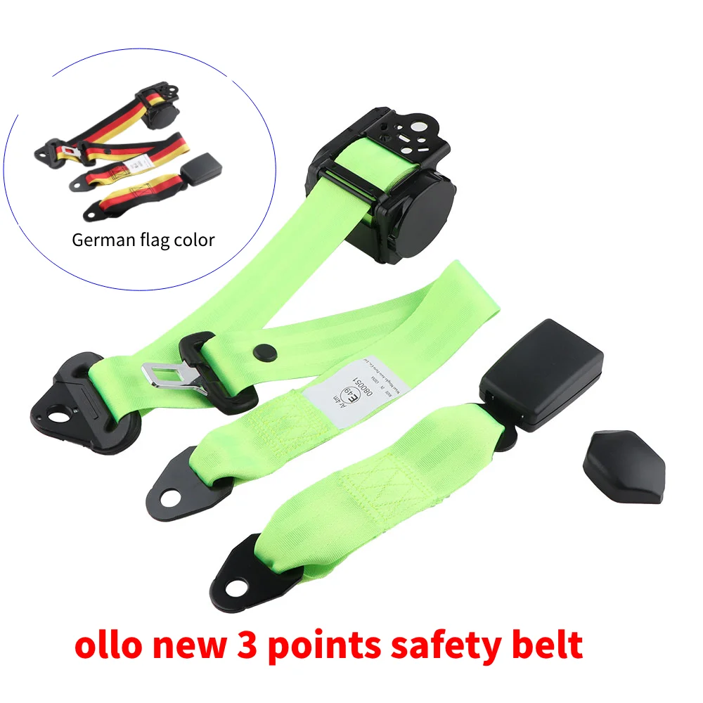 3-Point Car Seat Belt Retractable Adjusting SeatbeltTricolor/ Fluorescent Green Truck Bus Seat Belt Car Interior Accessorie