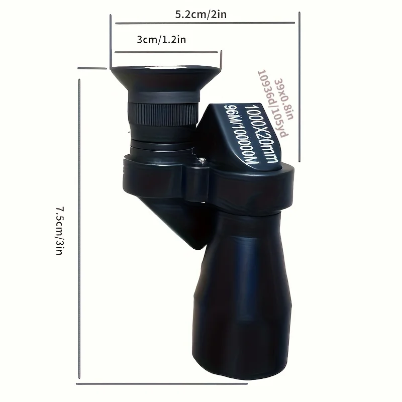 Mini single tube telescope 1000x20 portable high-definition imaging suitable for outdoor camping, hunting, and fishing