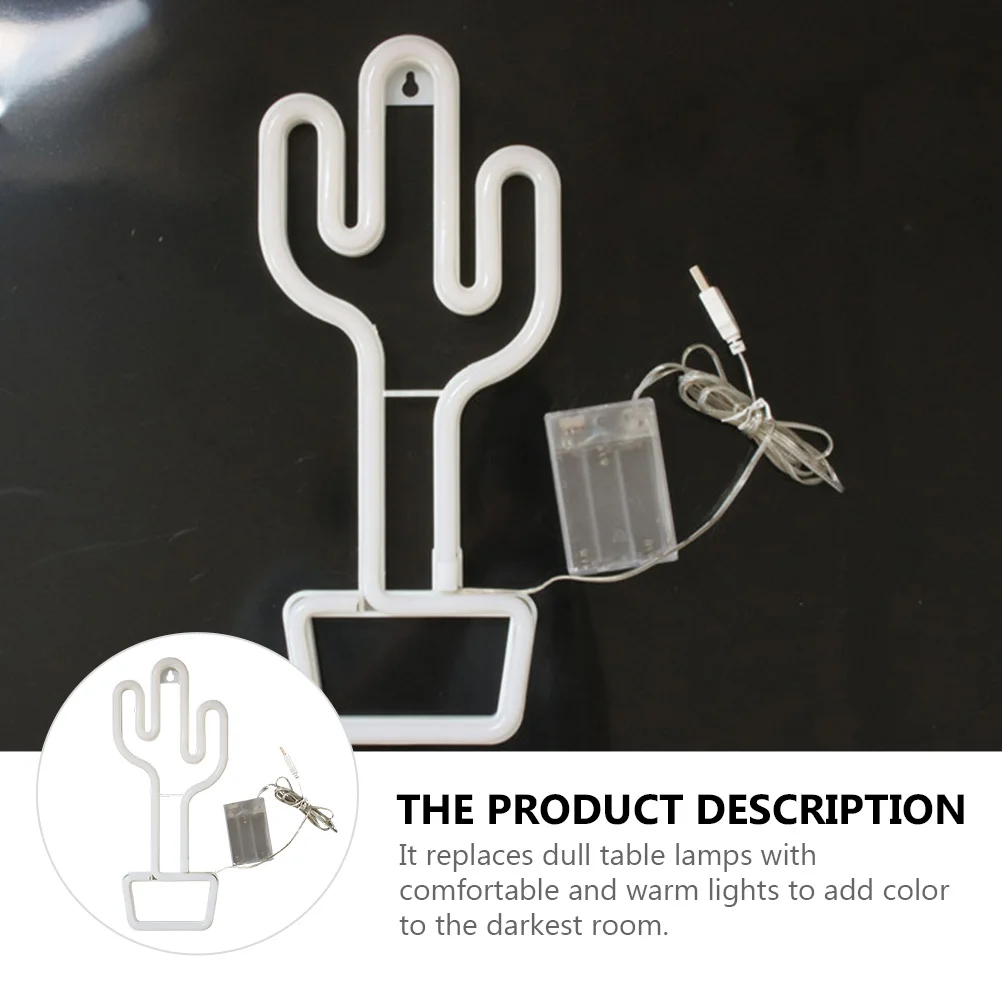 

1Pcs Cactus Neon Lamp LED Desk Night Light USB Charge Decorative Table Lamp Warm Glow LED Modeling Light