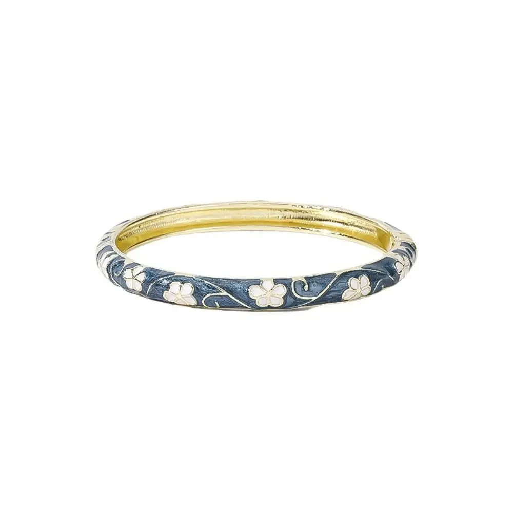 Vintage Colorful Vintage Cloisonne Bangle Enamel Chinese Flower Bangle Ethnic Classic Women's Hand Bracelet Girls