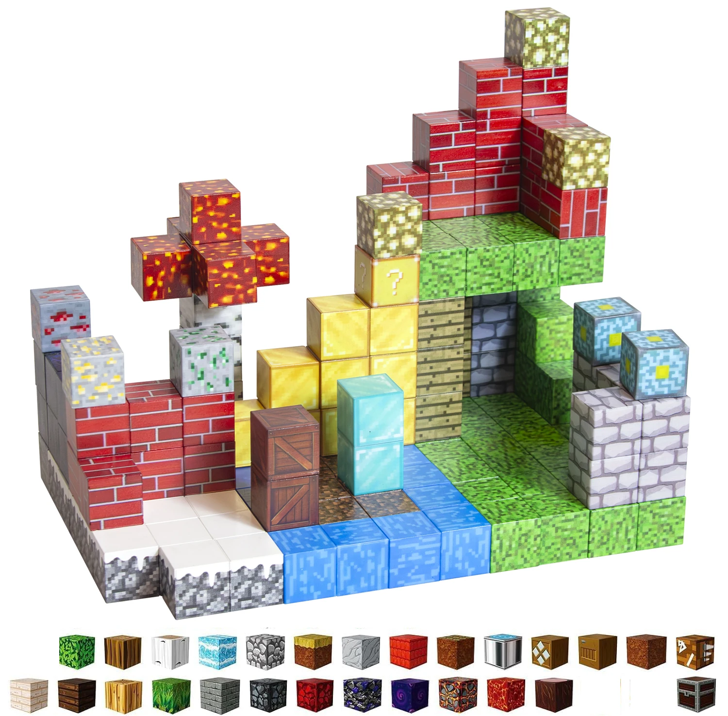 

100PCS Magnetic Building Blocks Magnet Cube Toys Stacking,Build Forest World Set, STEM Toys for Kids as Gifts