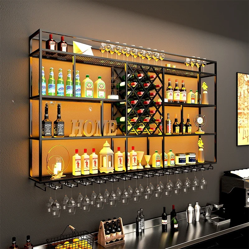 Farmhouse Bar Cabinet Club Furniture Wine Storage Shop Wall Modern Barra De Vino Luxury Rack Bottle Commercial Unique Modern