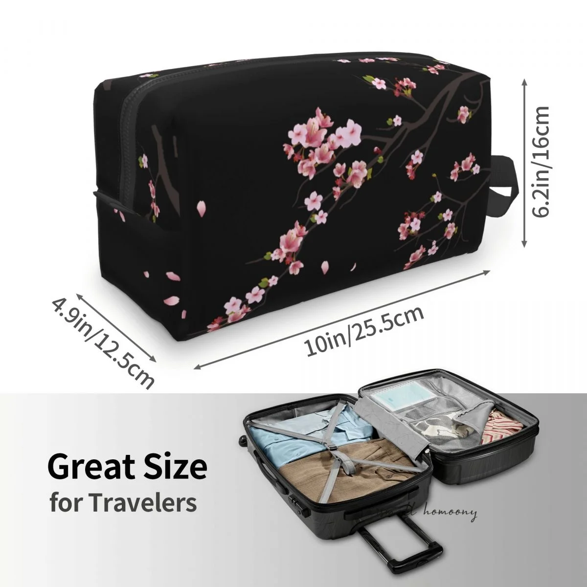 Japanese Sakura Branch Large Capacity Travel Makeup Pouch Portable Waterproof Toiletry Bag Storage Bag