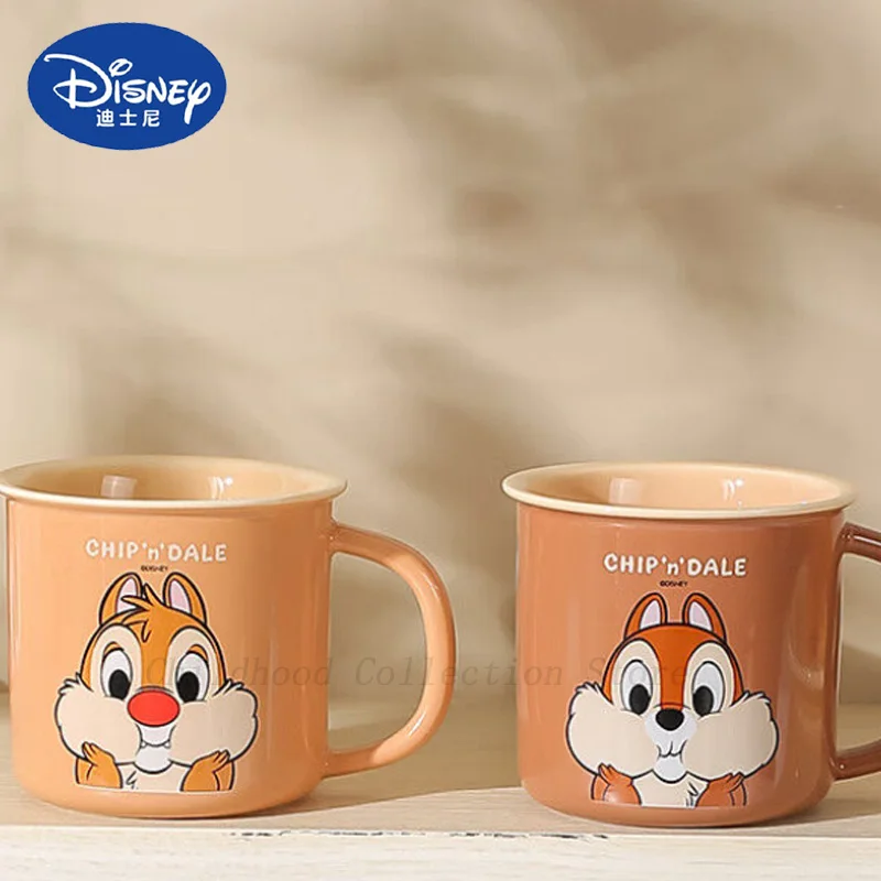 Kawaii Disney Chip An' Dale Action Figure Toys Anime Squirrel Ceramic Mug Cute Dale Milk Coffee Cup Birthday Gifts For Children