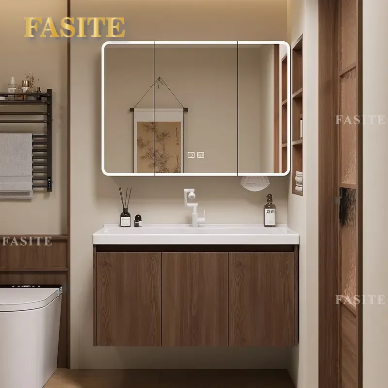 For Bathroom Ceramic Integrated Basin Honeycomb Aluminum Washstand Vanity Cabinet Toilet Sink Unit Modern Waterproof Durable