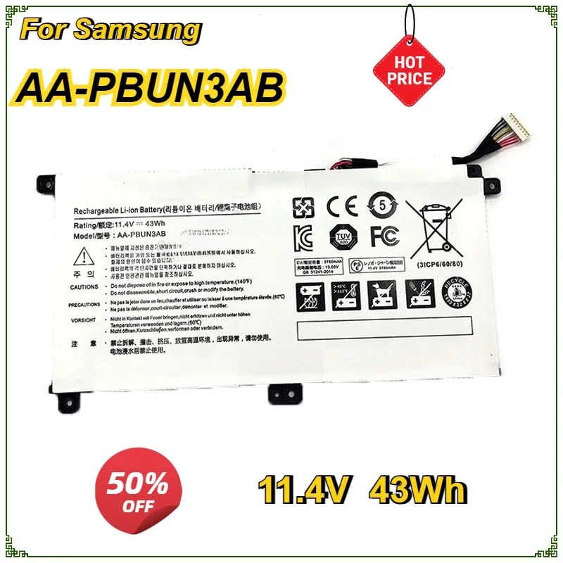 

New AA-PBUN3AB Laptop Battery for SAMSUNG NP530E5M NP740U5L 8500GM 500R5M 300E4M PBUN3AB 11.4V 43Wh for Samsung