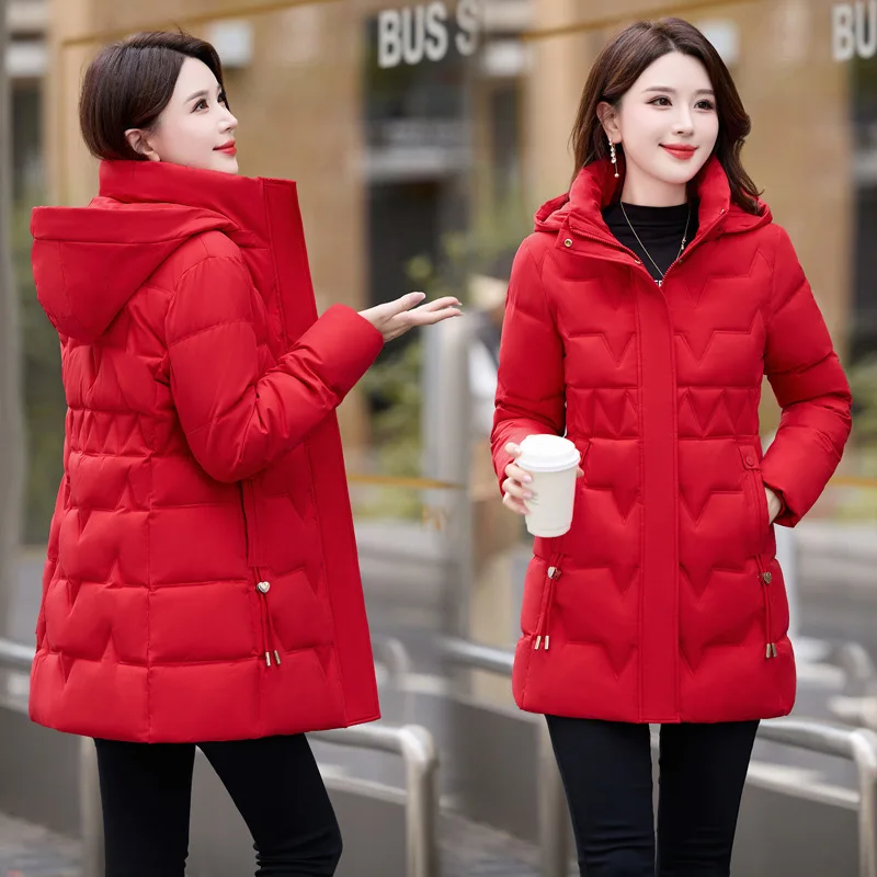 Hooded Parkas Women Slim Fit Thick Coats Cardigan Solid Pockets Jackets Zipper Warm Casual Jacket Outwear Autumn Winter 2025