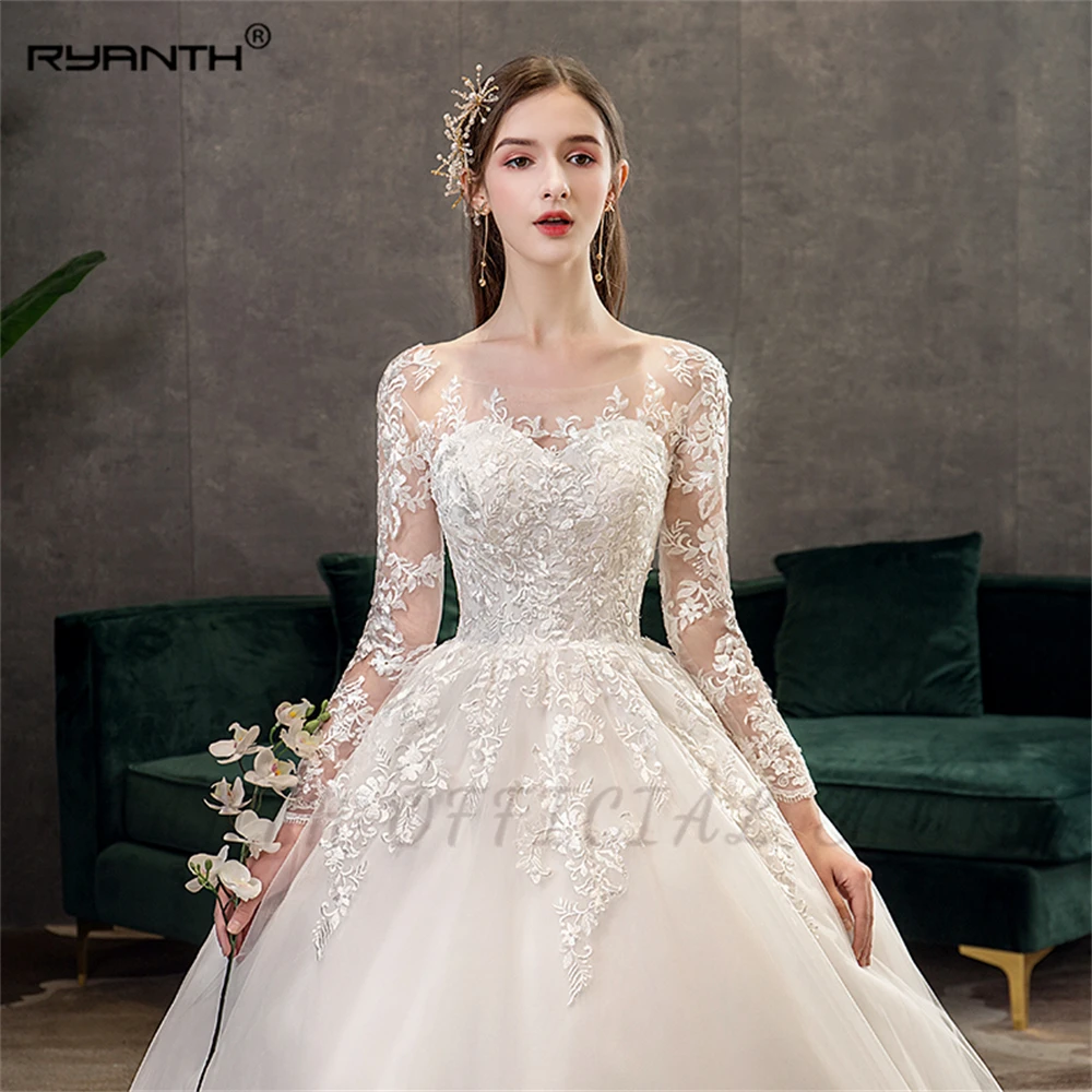 Ryanth-Vestido De Novia De encaje musulmán, traje De boda De manga larga con tren grande, De lujo, nowoizan, novedad De 2024