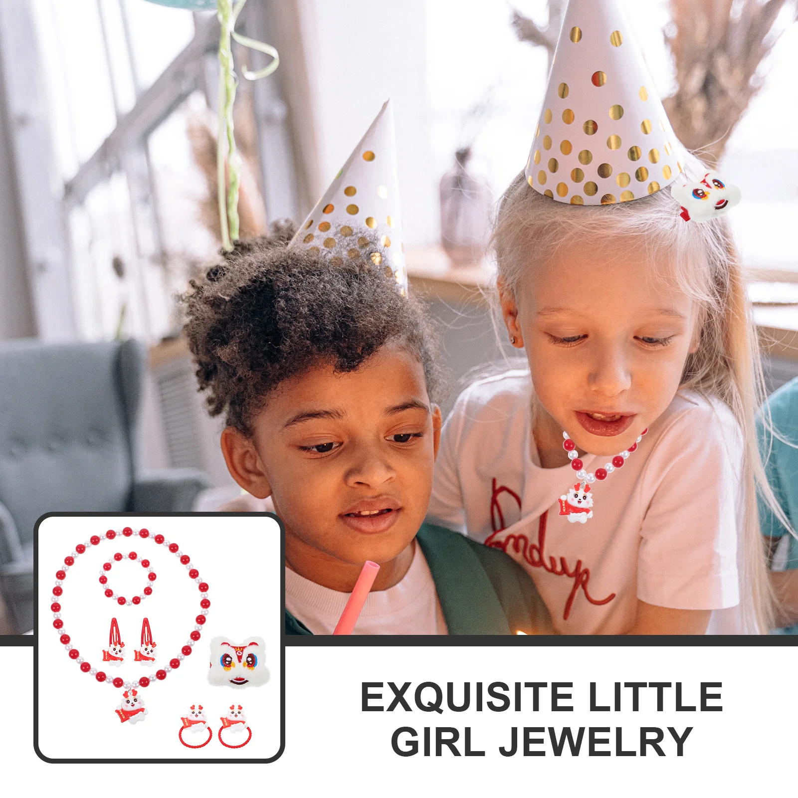 

1Set Little Girls Kids Jewelry Set Necklace Bracelet Adorable Birthday Party Gifts Toddler Decorative Jewelry Necklace for Girls