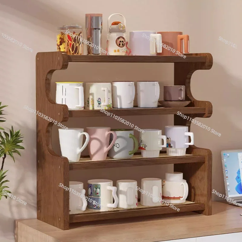 Multi-layer Tea Cup Organizer, Kitchen Corner Draining Rack, Quality Bamboo Shelves, Multi-layer Compact Storage Cabinet