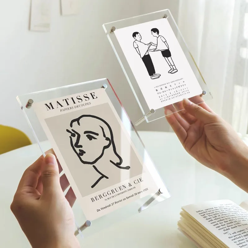 6 7 8 Inch Double Sided Acrylic Photo Frame Transparent Desktop Display Stand for Pictures Postcards Art Prints Home Decor