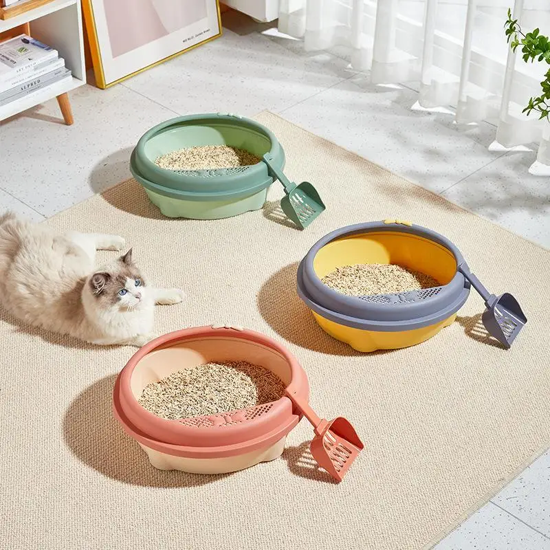 Cat Litter Box Semi-enclosed With Foot Pedal Sand Leaking Cat Litter Box Large Space Anti-splash Cat Supplies