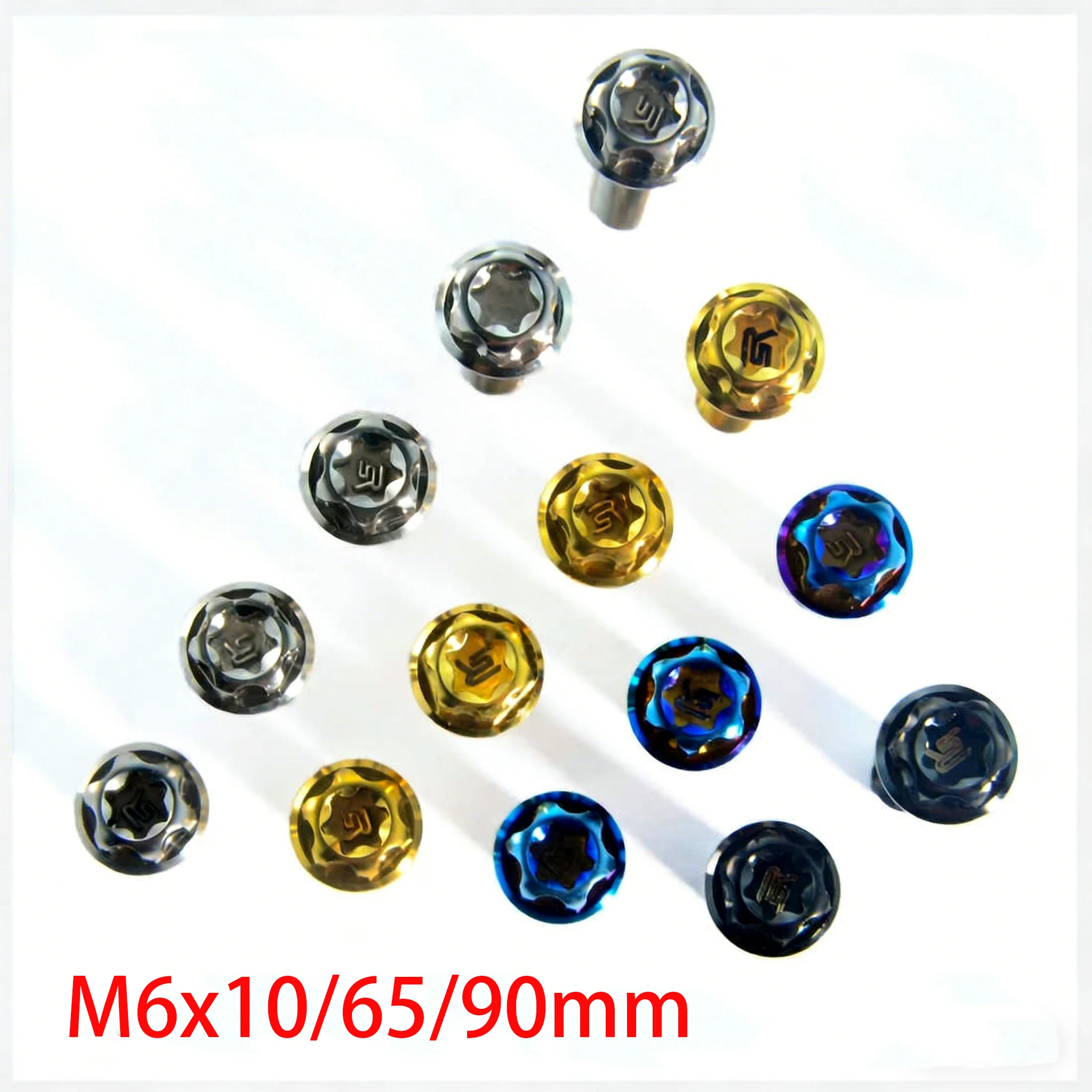 1-5Pcs Titanium Alloy Screw M6x10/65/90mm Inner Outer Plum Blossom Bolt Bicycle Modification Repair Screws