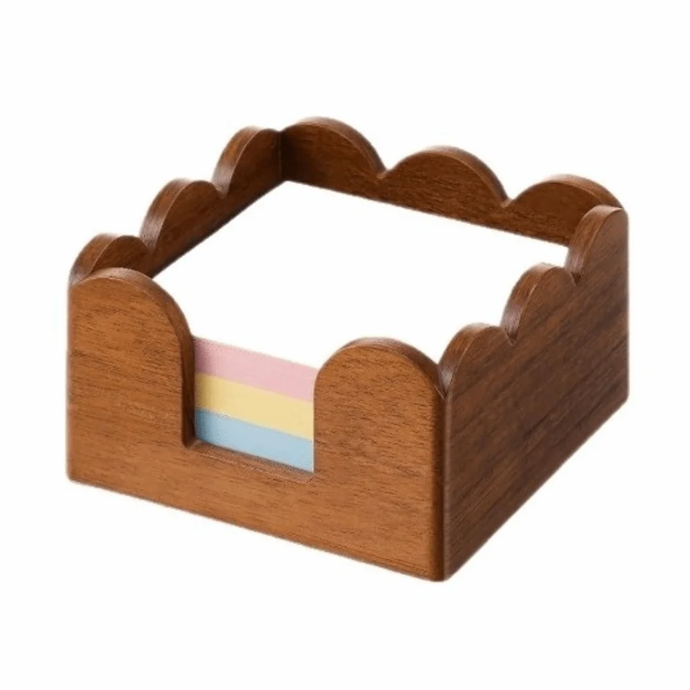Wave Edge Wooden Desk Organizer Space Saving Non-slip Office Storage Box Durable Smooth Surface Sticky Note Holder Desk Work