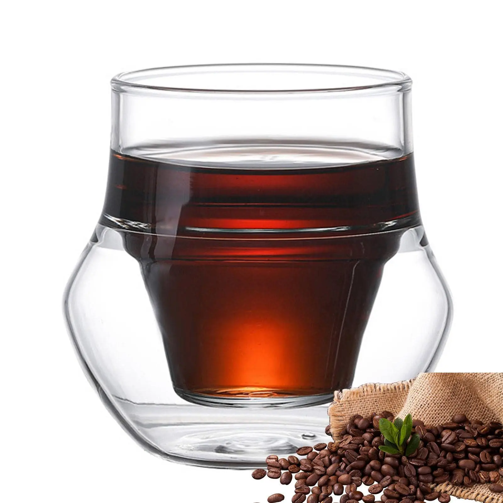 Coffee Mug Double Walled Glass Transparent Borosilicate Glasses Mugs Tea Latte Wine Hanging Ear Cup Bar Kitchen Cafe Accessories