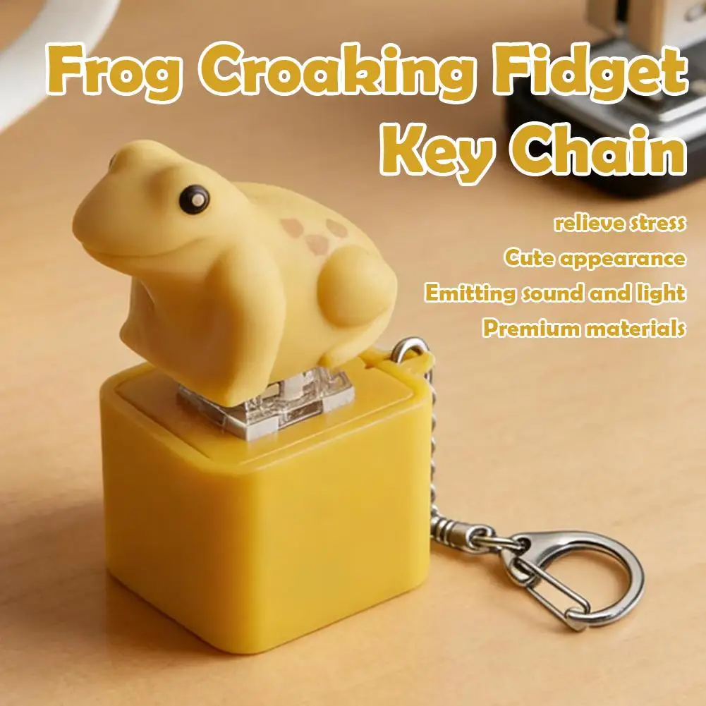 Hot Koop Spraakgestuurde Kikker Sleutelhanger LED Light Up Stress Fidget Speelgoed Druk-naar-Trigger Realistische Kikker oproepen Draagbare Sleutel