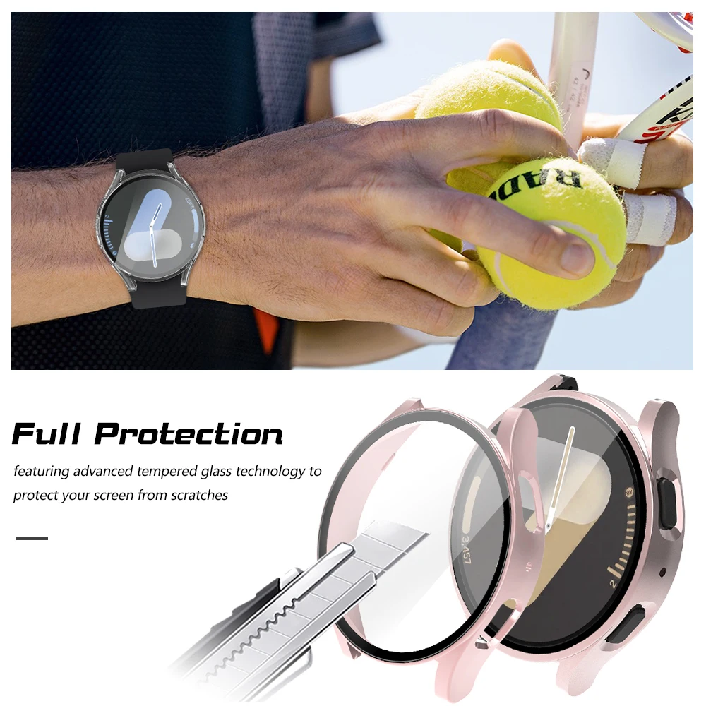 Case+Glass Cover for Samsung Galaxy Watch7 40mm 44mm Screen Protector Dust-Free Bumper Shell Protective Case