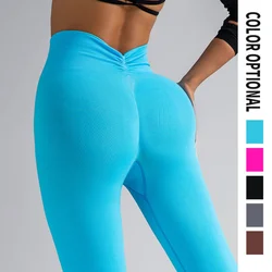 Seamless V-Buttocks Leggings Women's Knitted Scrunch Butt Yoga Pants Fitness Sexy Gym Solid Color Female Clothing Sport Tights