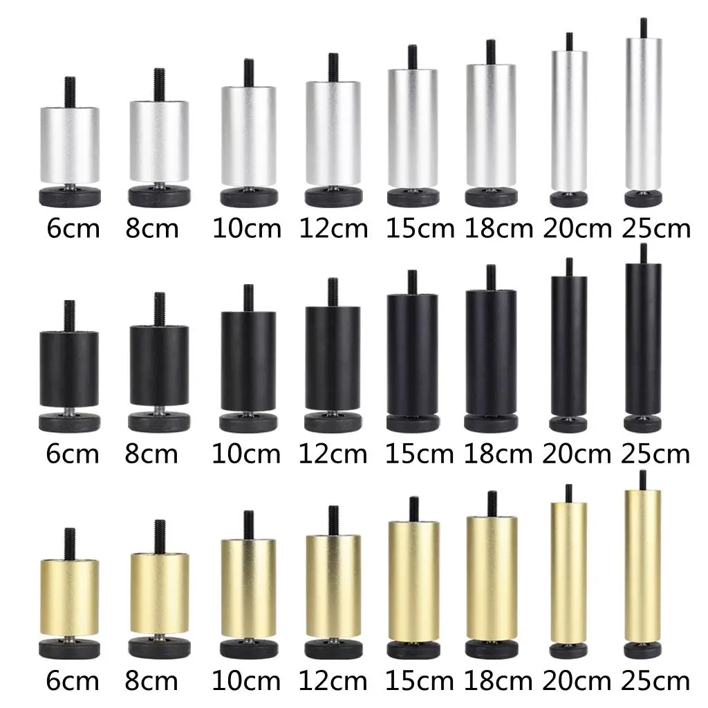 6cm Sleek Adjustable Sofa Legs Aluminum Alloy Replacement Feet Solid Pattern Furniture Accessories for Cabinet Dresser