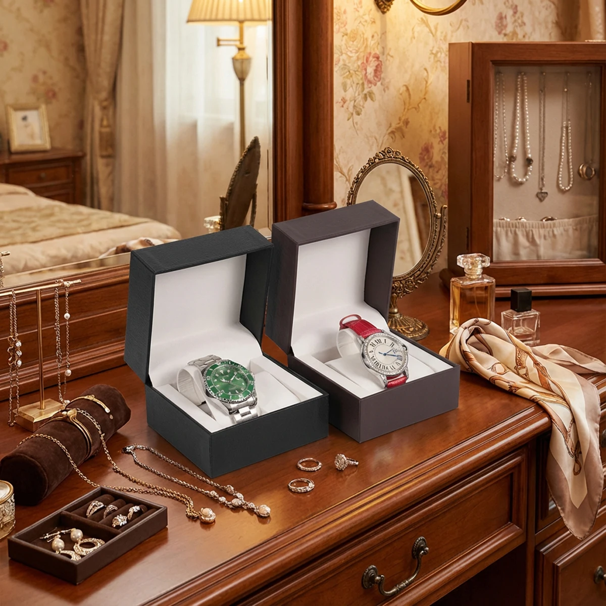 남성용 PU 시계 케이스 보관함이 포함된 싱글 시계 선물 상자