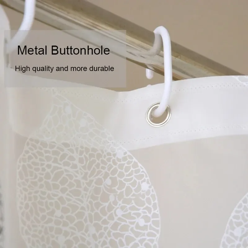 Bathroom Shower Curtains PEVA Waterproof Thickening Bath Curtain With Hooks Rustproof Metal Grommets Leaf Pattern Shower Curtain image 4