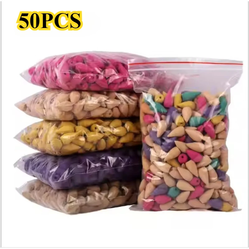 50Pcs Household Natural Reflux Tower Incense Tea Smoke Backflow Incense Or Gourd Burner Fragrant Reflux Aromatherapy Cones