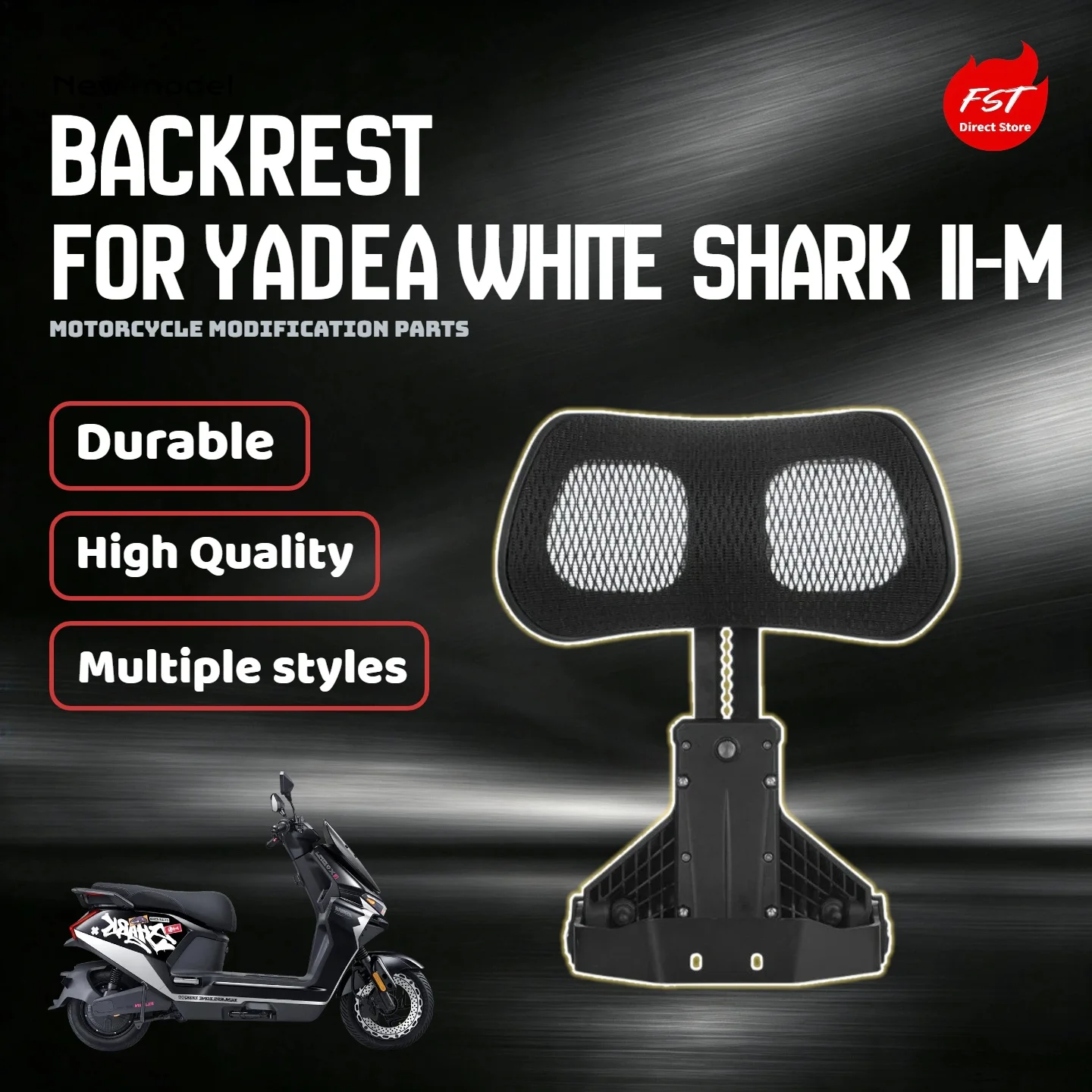 For Yadea White Shark II M Electric Motorcycle Foldable Retractable Lumbar Support Backrest Cushion