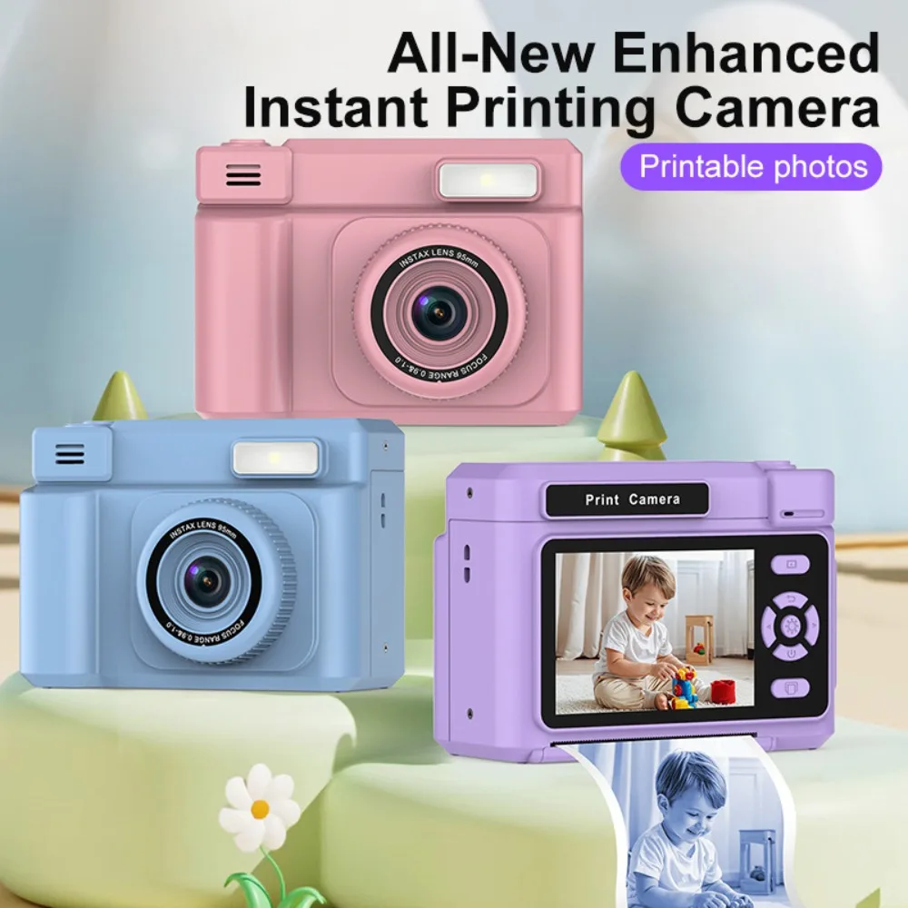Instant Camera, Front Rear Dual Selfie Kids Camera 1080P Videos,Gifts for Kids Age 3-12, Toddler Portable Print Digital Camera