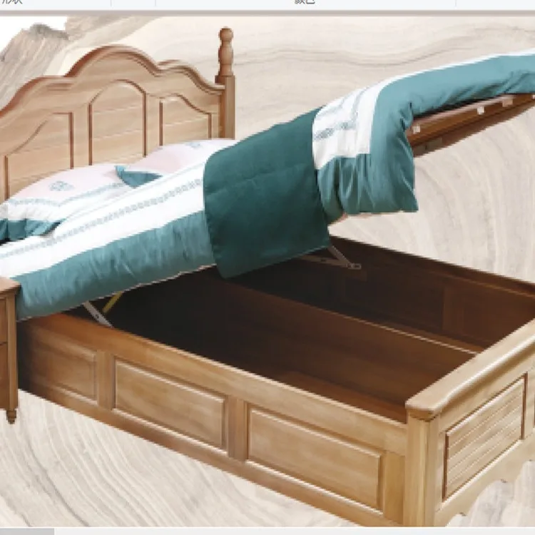 Walnut furniture manufacturer wood wax oil queen bed adult bed double bed single bed 1.8 meters 1.5 meters solid wood high box