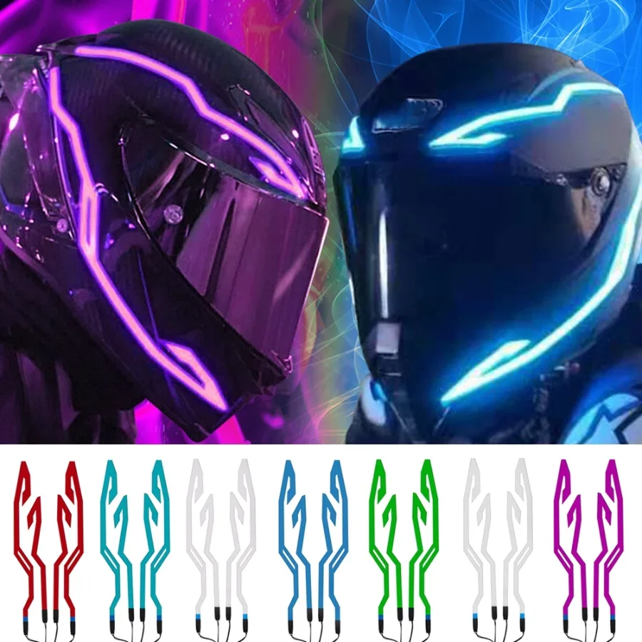 2025 LED Cold Light 4-in-1 Motorcycle Bike Helmet Strip EL Sticker Waterproof Warning Lights Motorcycle Night Riding Accessories
