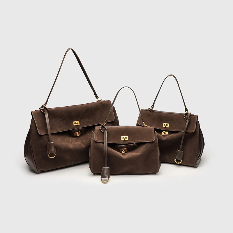 

New matte soft leather women's bag with high-end feel, retro single shoulder crossbody bag, large capacity commuting tote bag