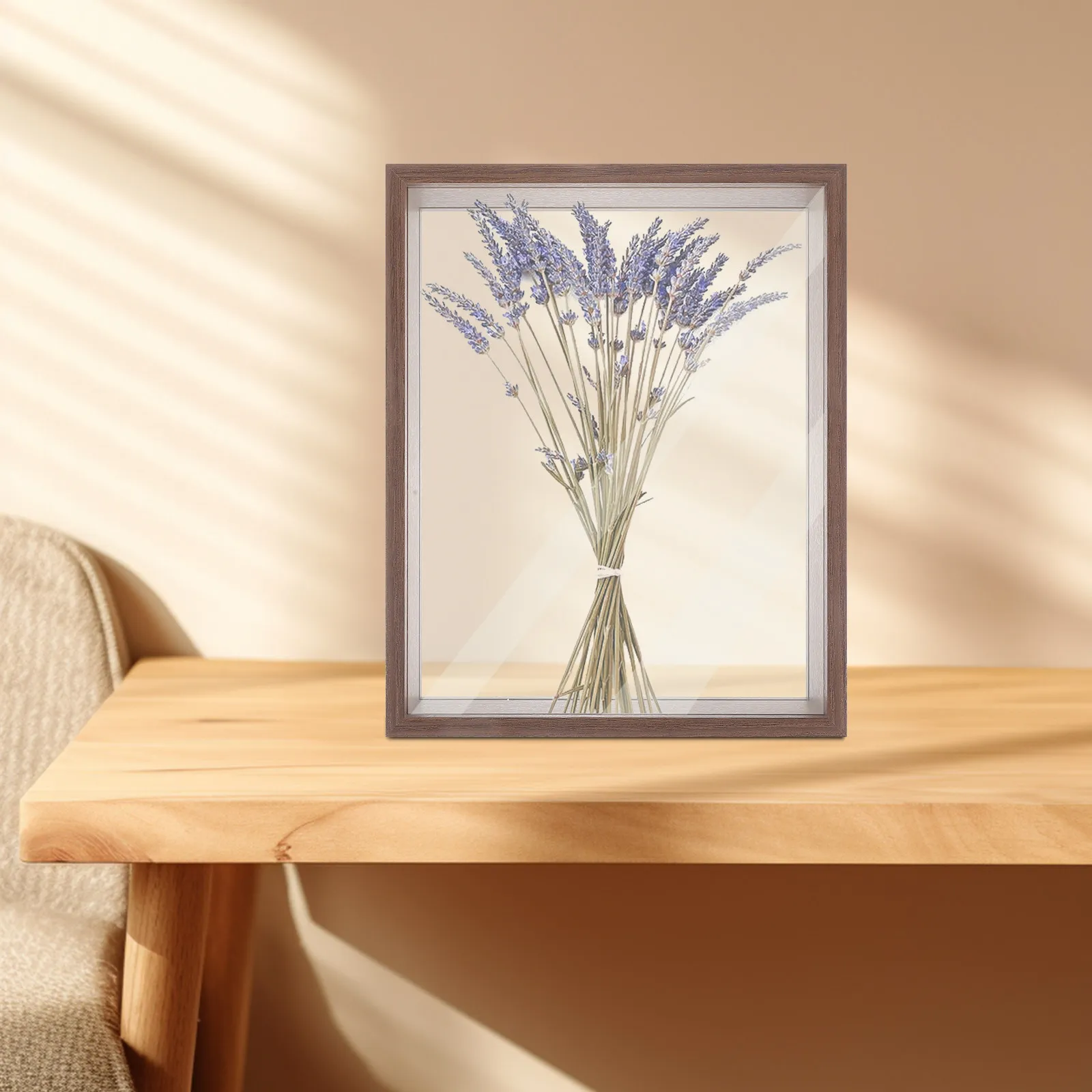 Wooden Dried Flower Frame Sturdy Structure Natural Minimalist Color Desktop Specimen Display Holder DIY Flower Decor Transparent