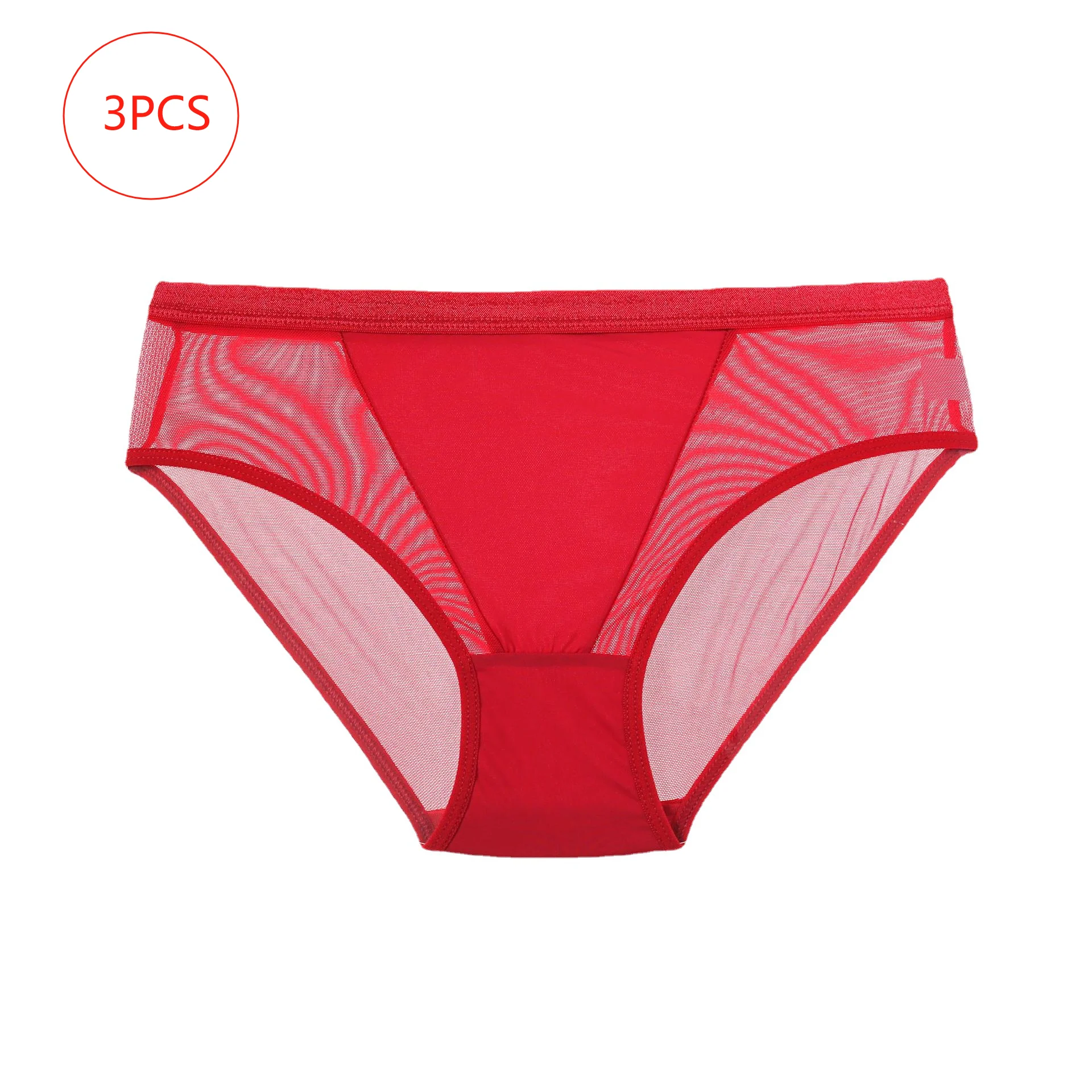 

3PCS Women Sexy Mesh Panties Summer Breathable Low-Waist Ladies Transparent Intimates Lingerie Hollow Temptation Underwear