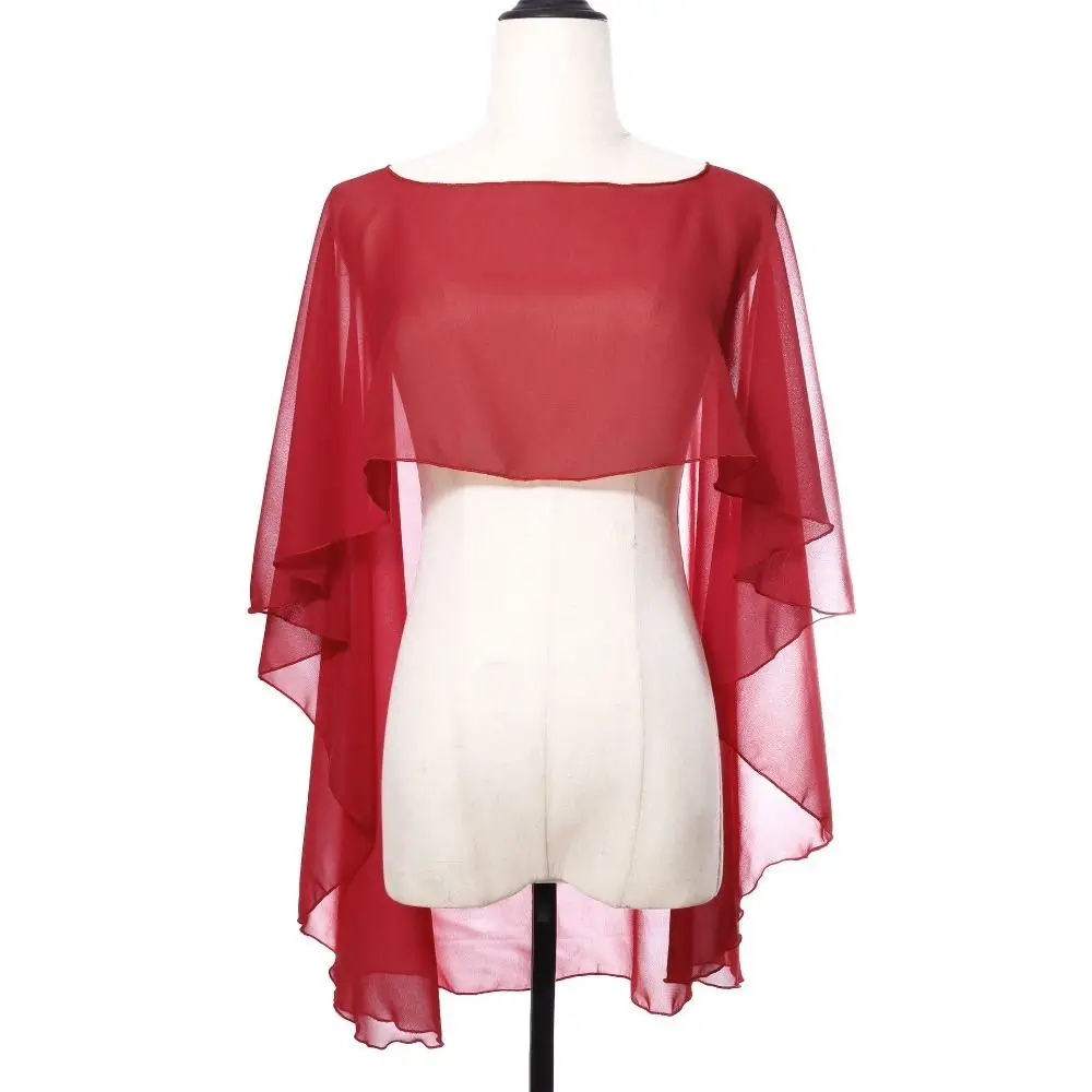 New Fashion Soft Wedding Capes Long Solid Color Wedding Jacket Wraps Chiffon Shrug Womens Ladies view 5