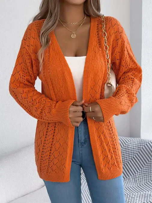 

Женский кардиган с рукавами-фонариками, свитер, куртка для женской одежды, осенне-зимнее женское повседневное вязаное пальто