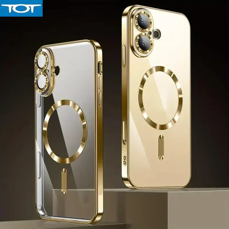 

Защитный чехол для объектива с покрытием для iPhone 16, 15, 14, 13, 12, 11 Pro Max Plus для Magsafe, прозрачный мягкий чехол с магнитной беспроводной зарядкой