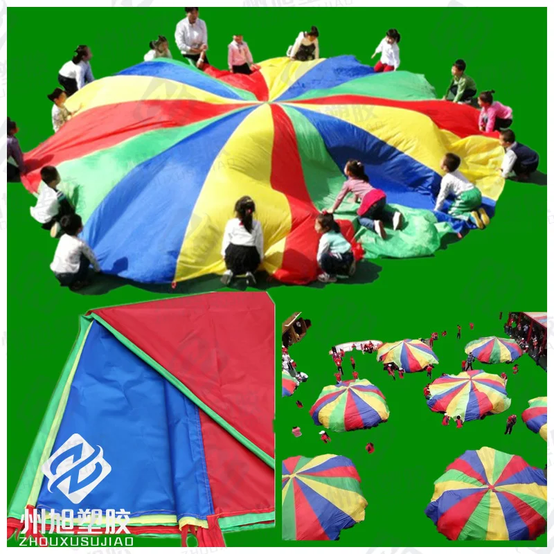 

Multiple People Outdoor Camping Rainbow Umbrella Parachute Toy Jump-Sack Ballute Play Interactive Teamwork Game Toy For Kids